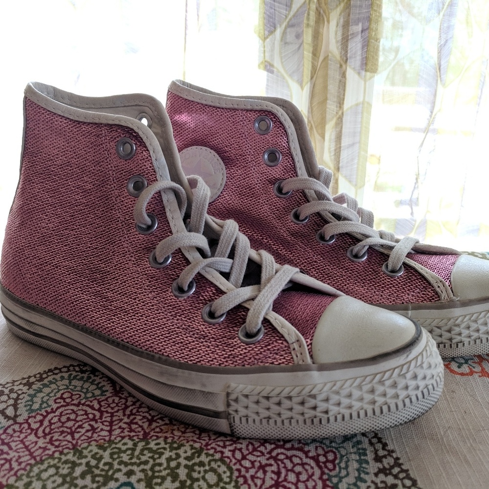 NWOT Pink Mermaid Converse Hi-Tops Sequin Sneakers